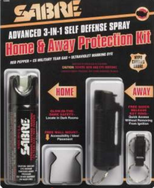 Sabre 3 In 1 Home & Away Defense Spray Kit
